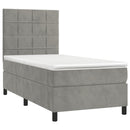 vidaXL világosszürke bársony rugós ágy matraccal 90 x 200 cm