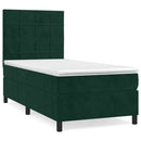 vidaXL sötétzöld bársony rugós ágy matraccal 90 x 200 cm