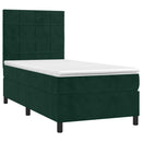 vidaXL sötétzöld bársony rugós ágy matraccal 90 x 200 cm