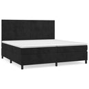 vidaXL fekete bársony rugós ágy matraccal 200x200 cm