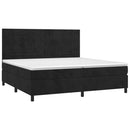 vidaXL fekete bársony rugós ágy matraccal 200x200 cm