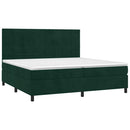vidaXL sötétzöld bársony rugós ágy matraccal 200x200 cm