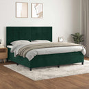 vidaXL sötétzöld bársony rugós ágy matraccal 200x200 cm