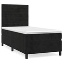 vidaXL fekete bársony rugós ágy matraccal 80 x 200 cm