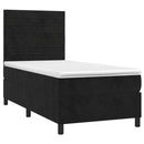vidaXL fekete bársony rugós ágy matraccal 80 x 200 cm
