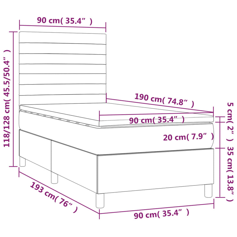 vidaXL sötétzöld bársony rugós ágy matraccal 90x190 cm