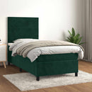 vidaXL sötétzöld bársony rugós ágy matraccal 90x190 cm
