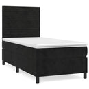 vidaXL fekete bársony rugós ágy matraccal 90 x 200 cm