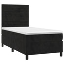 vidaXL fekete bársony rugós ágy matraccal 90 x 200 cm