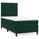 vidaXL sötétzöld bársony rugós ágy matraccal 90 x 200 cm