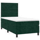 vidaXL sötétzöld bársony rugós ágy matraccal 90 x 200 cm