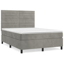 vidaXL világosszürke bársony rugós ágy matraccal 140x190 cm