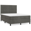vidaXL sötétszürke bársony rugós ágy matraccal 140x190 cm
