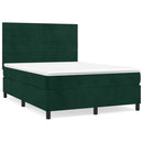 vidaXL sötétzöld bársony rugós ágy matraccal 140x190 cm