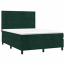 vidaXL sötétzöld bársony rugós ágy matraccal 140x190 cm