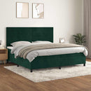 vidaXL sötétzöld bársony rugós ágy matraccal 200x200 cm