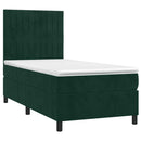 vidaXL sötétzöld bársony rugós ágy matraccal 80 x 200 cm