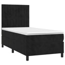 vidaXL fekete bársony rugós ágy matraccal 90x190 cm