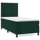 vidaXL sötétzöld bársony rugós ágy matraccal 90 x 200 cm