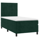 vidaXL sötétzöld bársony rugós ágy matraccal 90 x 200 cm