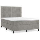 vidaXL világosszürke bársony rugós ágy matraccal 140x190 cm
