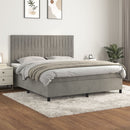 vidaXL világosszürke bársony rugós ágy matraccal 160x200 cm