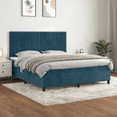 vidaXL sötétkék bársony rugós ágy matraccal 160x200 cm