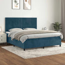 vidaXL sötétkék bársony rugós ágy matraccal 180x200 cm