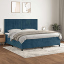 vidaXL sötétkék bársony rugós ágy matraccal 200x200 cm