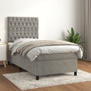 vidaXL világosszürke bársony rugós ágy matraccal 80 x 200 cm