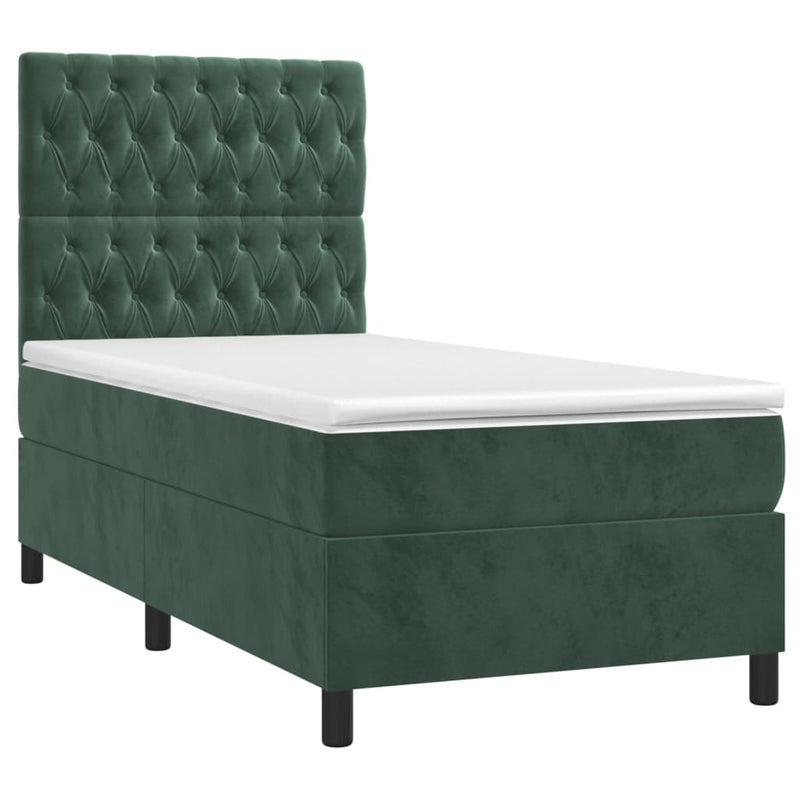 vidaXL sötétzöld bársony rugós ágy matraccal 80 x 200 cm