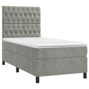 vidaXL világosszürke bársony rugós ágy matraccal 90x190 cm
