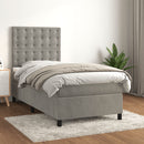 vidaXL világosszürke bársony rugós ágy matraccal 80 x 200 cm