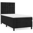 vidaXL fekete bársony rugós ágy matraccal 80 x 200 cm