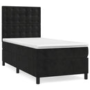 vidaXL fekete bársony rugós ágy matraccal 90x190 cm