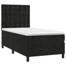 vidaXL fekete bársony rugós ágy matraccal 90x190 cm