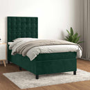 vidaXL sötétzöld bársony rugós ágy matraccal 90x190 cm