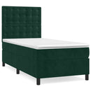 vidaXL sötétzöld bársony rugós ágy matraccal 90 x 200 cm