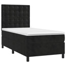vidaXL fekete bársony rugós ágy matraccal 100 x 200 cm