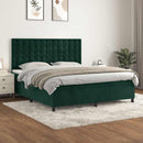 vidaXL sötétzöld bársony rugós ágy matraccal 180x200 cm