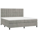 vidaXL világosszürke bársony rugós ágy matraccal 200x200 cm