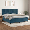 vidaXL sötétkék bársony rugós ágy matraccal 200x200 cm