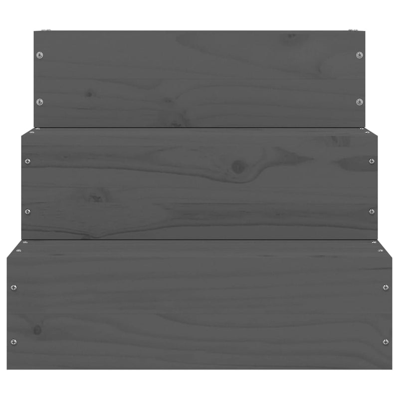 vidaXL tömör fenyőfa kisállat lépcső szürke 40 x 37,5 x 35 cm