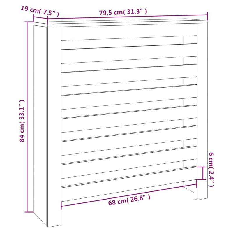 vidaXL tömör fenyőfa radiátorburkolat 79,5 x 19 x 84 cm