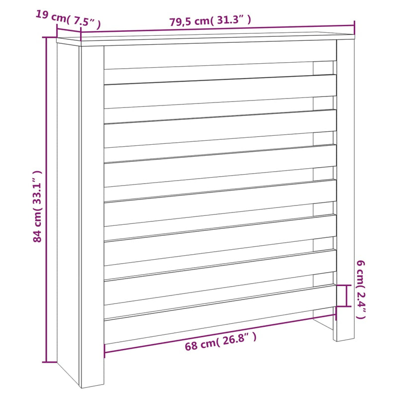 vidaXL fehér tömör fenyőfa radiátorburkolat 79,5 x 19 x 84 cm