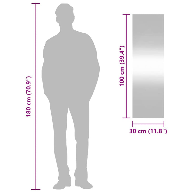 vidaXL téglalap alakú üveg falitükör 30 x 100 cm