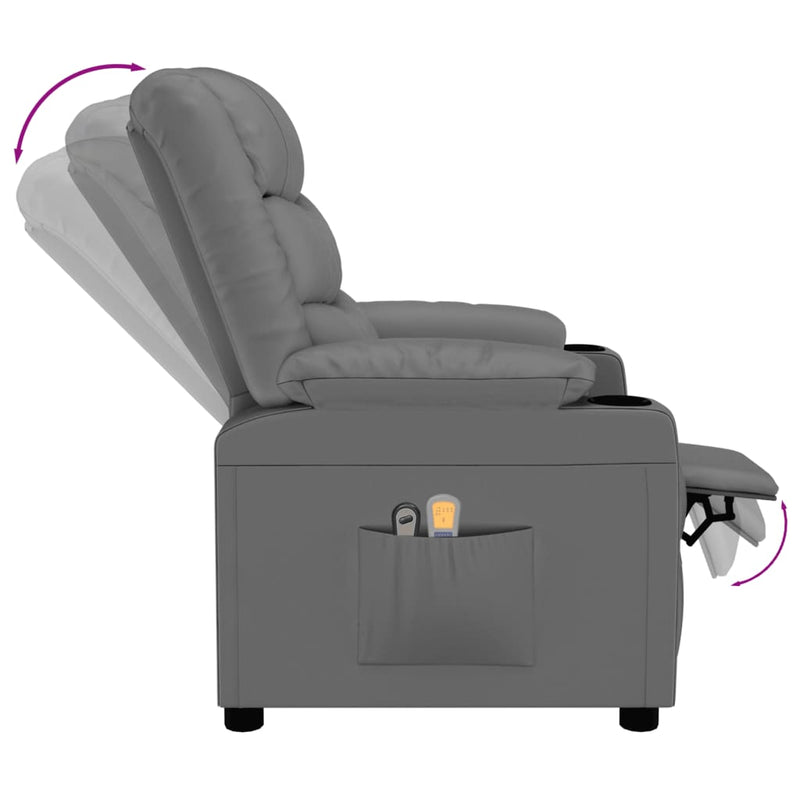 vidaXL szürke műbőr elektromos masszázsfotel