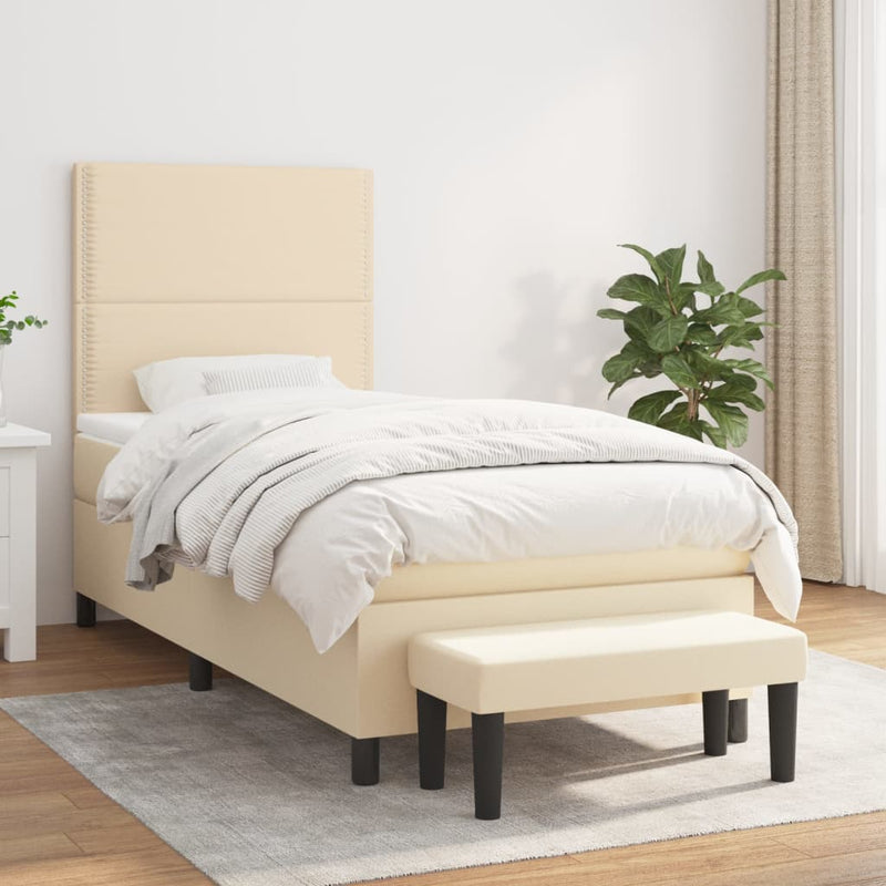vidaXL krémszínű szövet rugós ágy matraccal 80 x 200 cm
