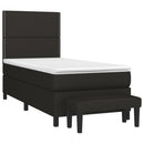 vidaXL fekete szövet rugós ágy matraccal 90x190 cm