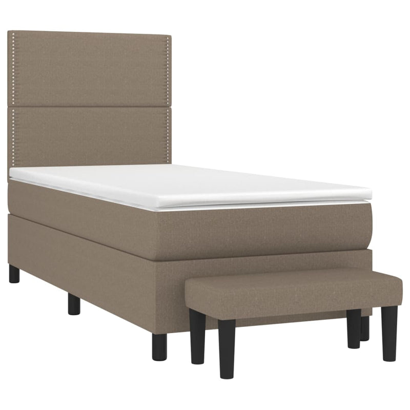 vidaXL tópszínű szövet rugós ágy matraccal 90 x 200 cm